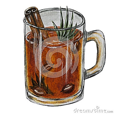 Sea â€‹â€‹buckthorn tea Cartoon Illustration